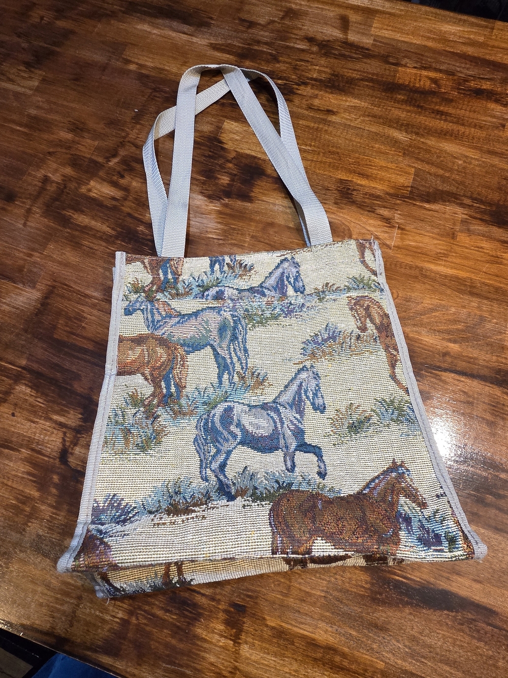 Vintage JADE Equestrian Southwestern Horse Tapestry Tote Shoulder Bag Coin Purse